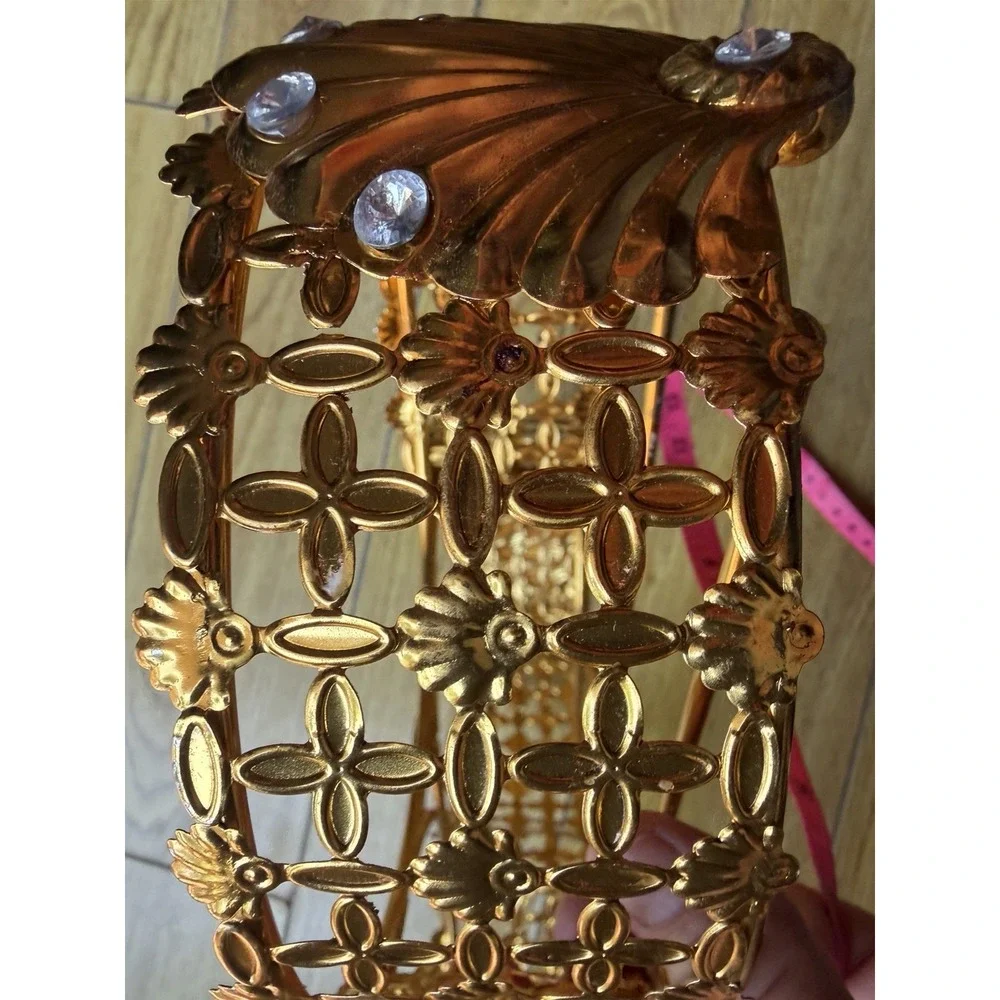 Authentic Vintage 1960s Hollywood Regency Gold Ormolu 3 Ring Caddy Display Stand
